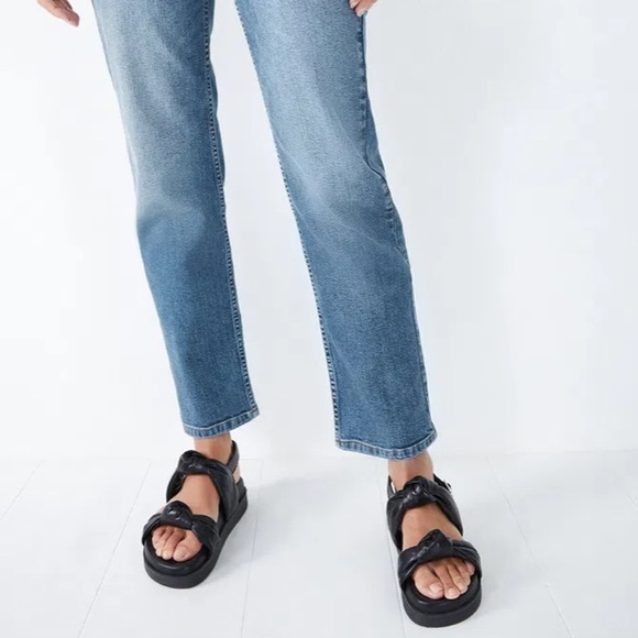 HUSH Naxos Leather Knotted Strapped Sandals Molded Footbed Sling Backs Blacks 🖤 - Picture 1 of 11